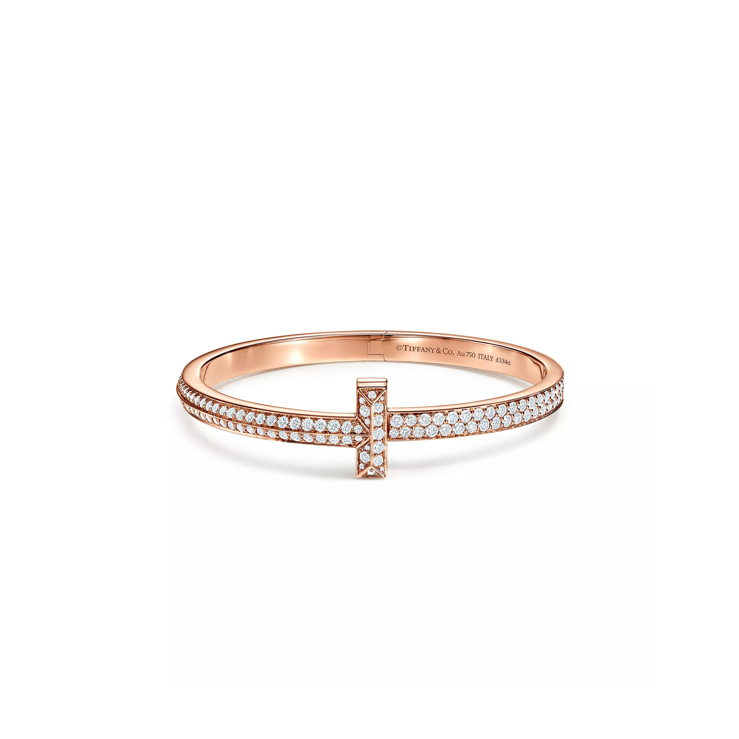 TIFFANY T1 WIDE DIAMOND HINGED BANGLE IN ROSE GOLD 68127289